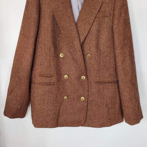 J Crew Bristol Blazer Hazelnut English Wool Herringbone Brown BA441 Size 12 - Picture 5 of 10